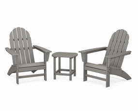 Vineyard 3-Piece Adirondack Set with South Beach 18" Side Tableoutdoor patio dining furniture set