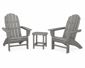 Vineyard 3-Piece Curveback Adirondack Set with South Beach 18" Side Tableoutdoor patio dining furniture set