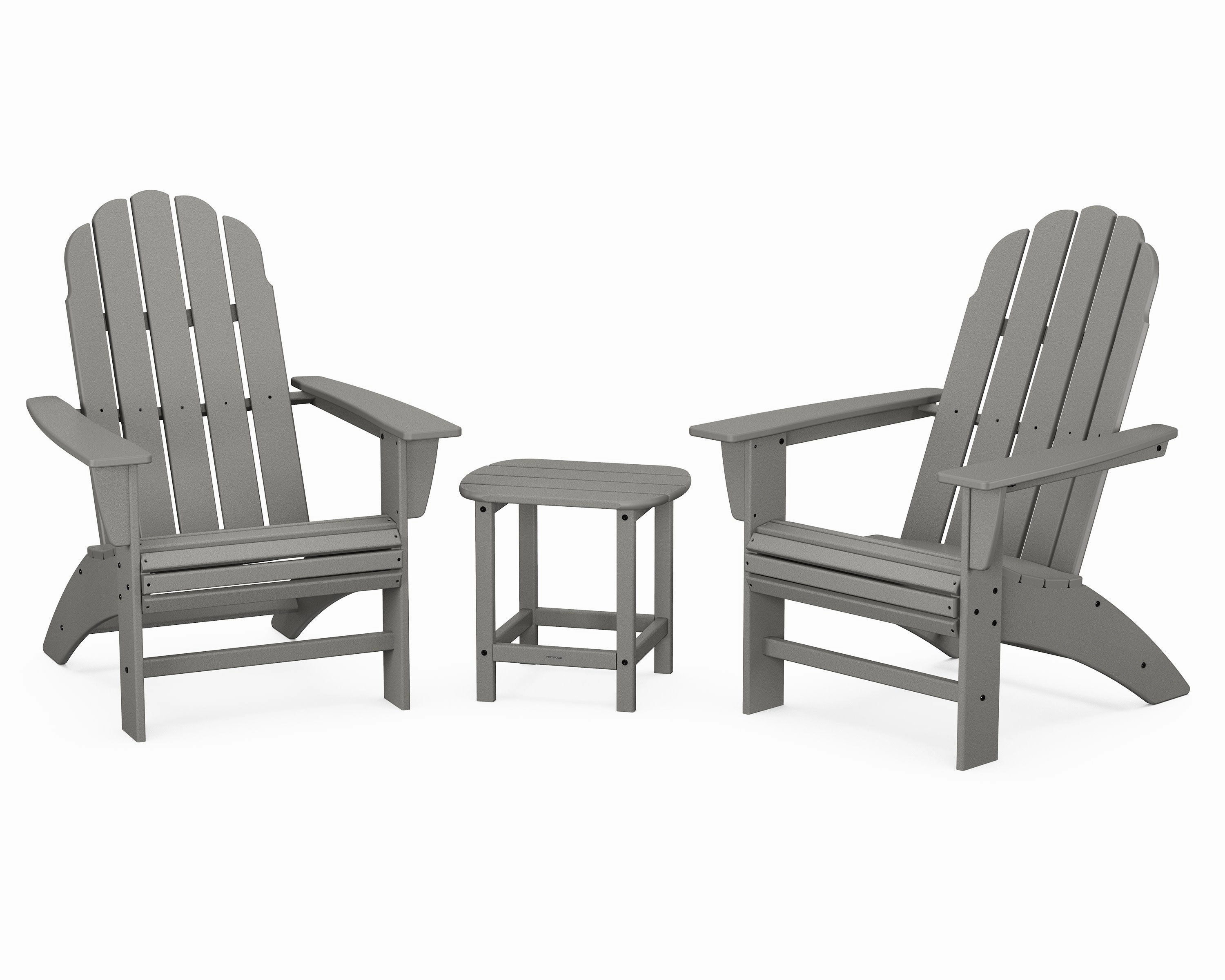 Vineyard 3-Piece Curveback Adirondack Set with South Beach 18" Side Tableoutdoor patio dining furniture set