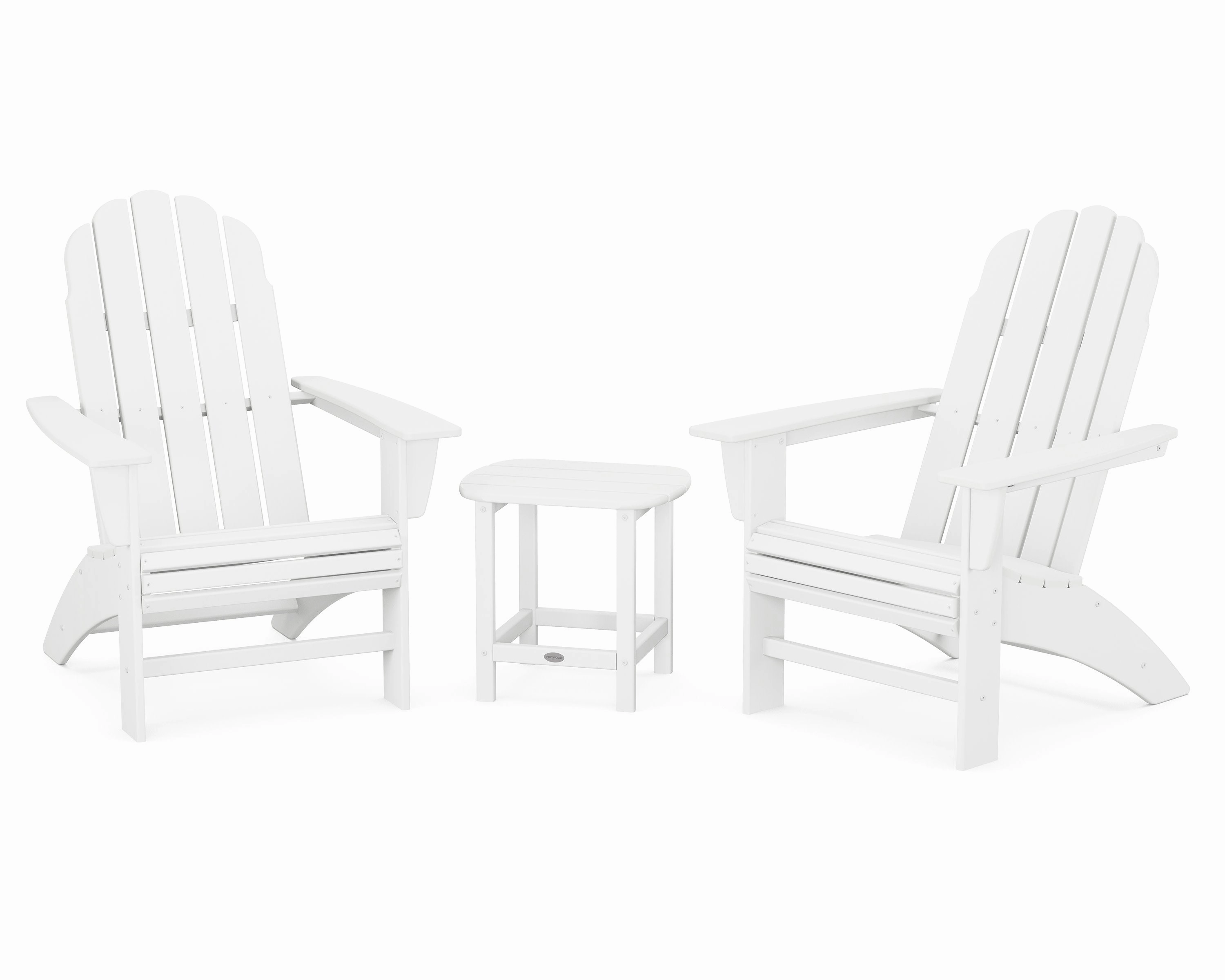 Vineyard 3-Piece Curveback Adirondack Set with South Beach 18" Side Table