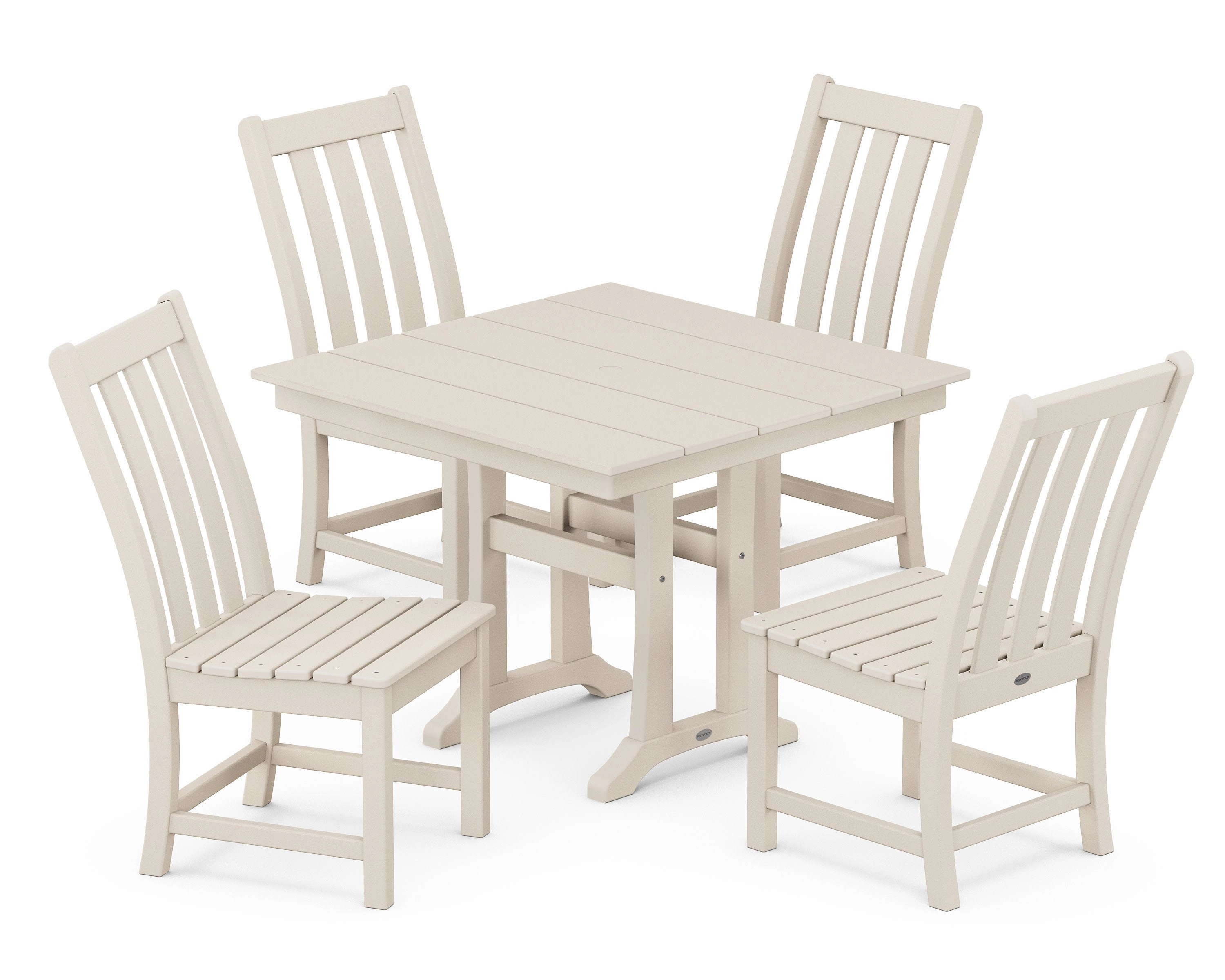 Vineyard 5-Piece Farmhouse Trestle Side Chair Dining Set