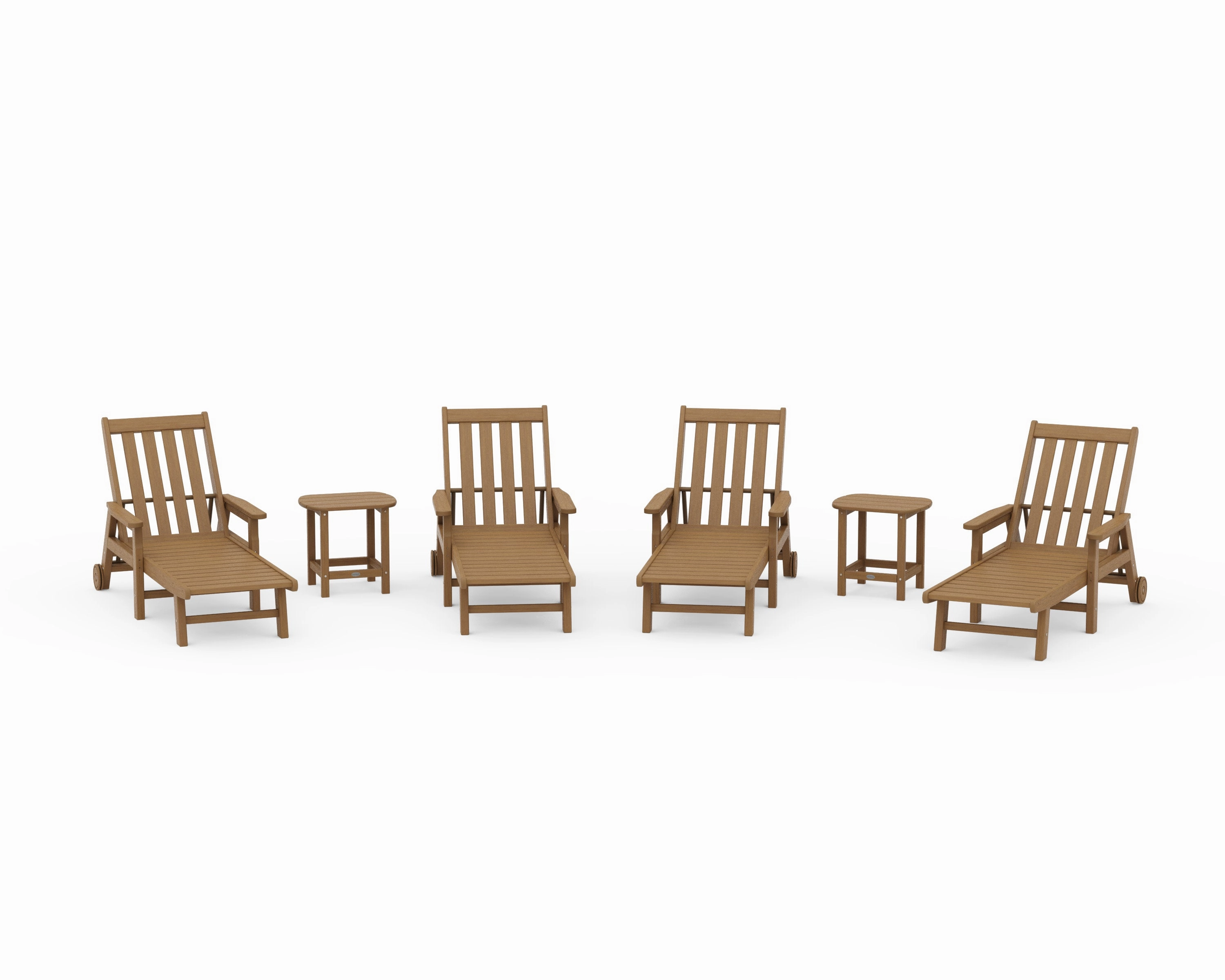 Vineyard 6-Piece Chaise with Arms and Wheels Set