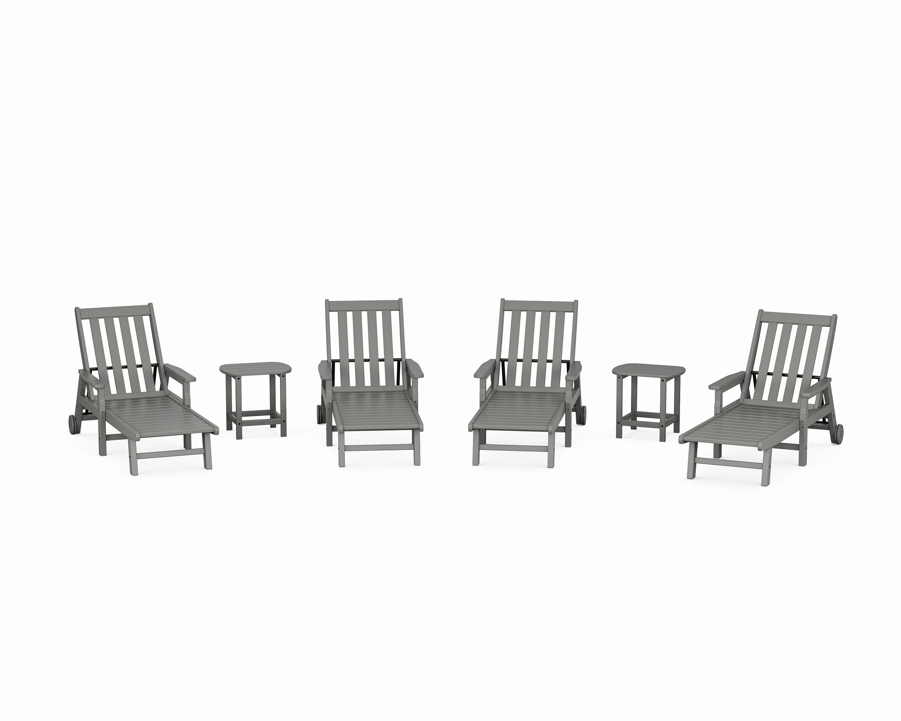 Vineyard 6-Piece Chaise with Arms and Wheels Setoutdoor patio dining furniture set