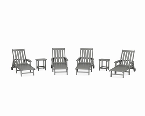 Vineyard 6-Piece Chaise with Arms and Wheels Setoutdoor patio dining furniture set
