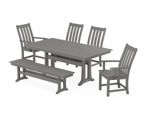 Vineyard 6-Piece Farmhouse Dining Set With Trestle Legsoutdoor patio furniture set