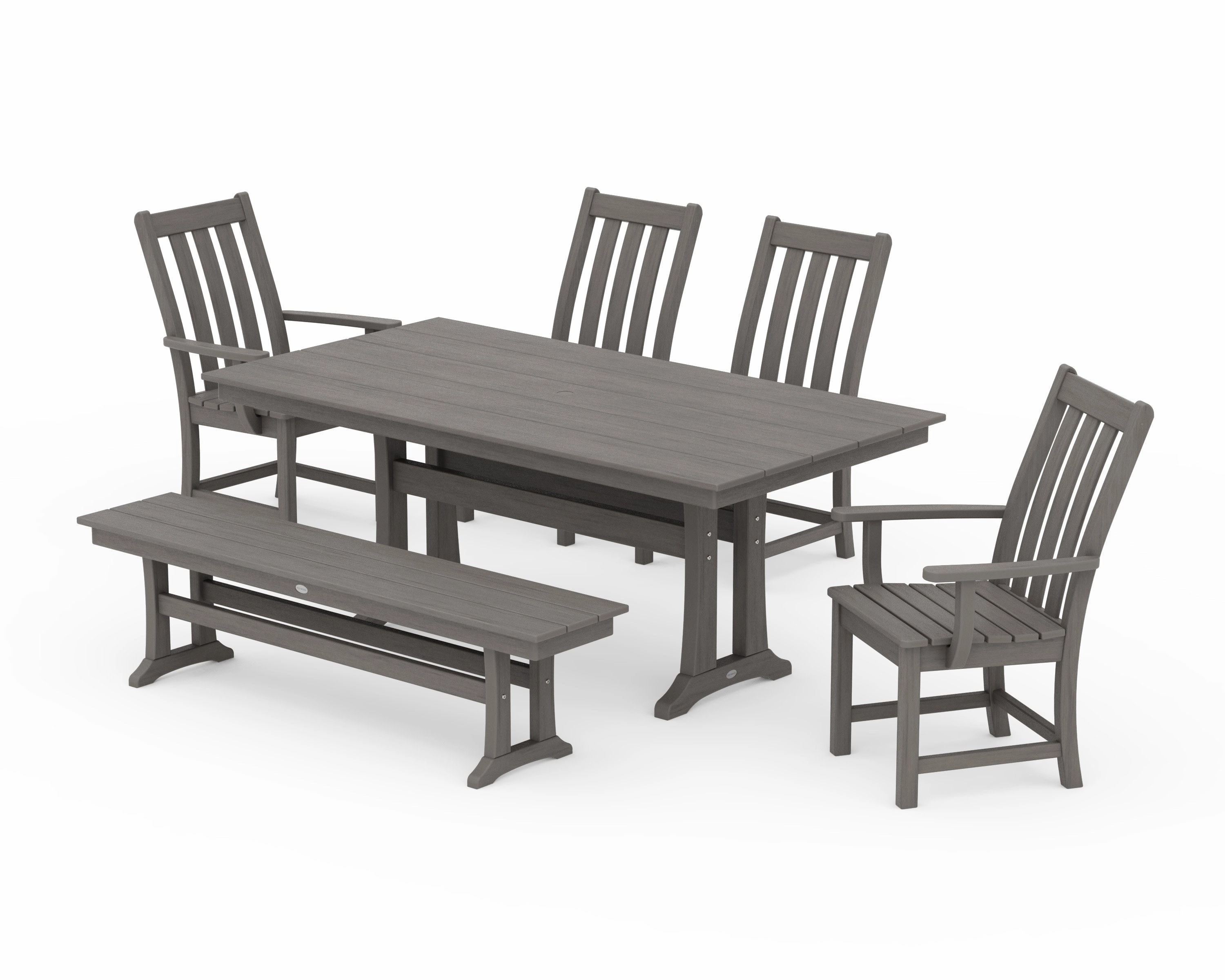 Vineyard 6-Piece Farmhouse Dining Set With Trestle Legs
