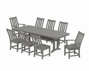 Vineyard 9-Piece Dining Set with Trestle Legsoutdoor patio furniture set