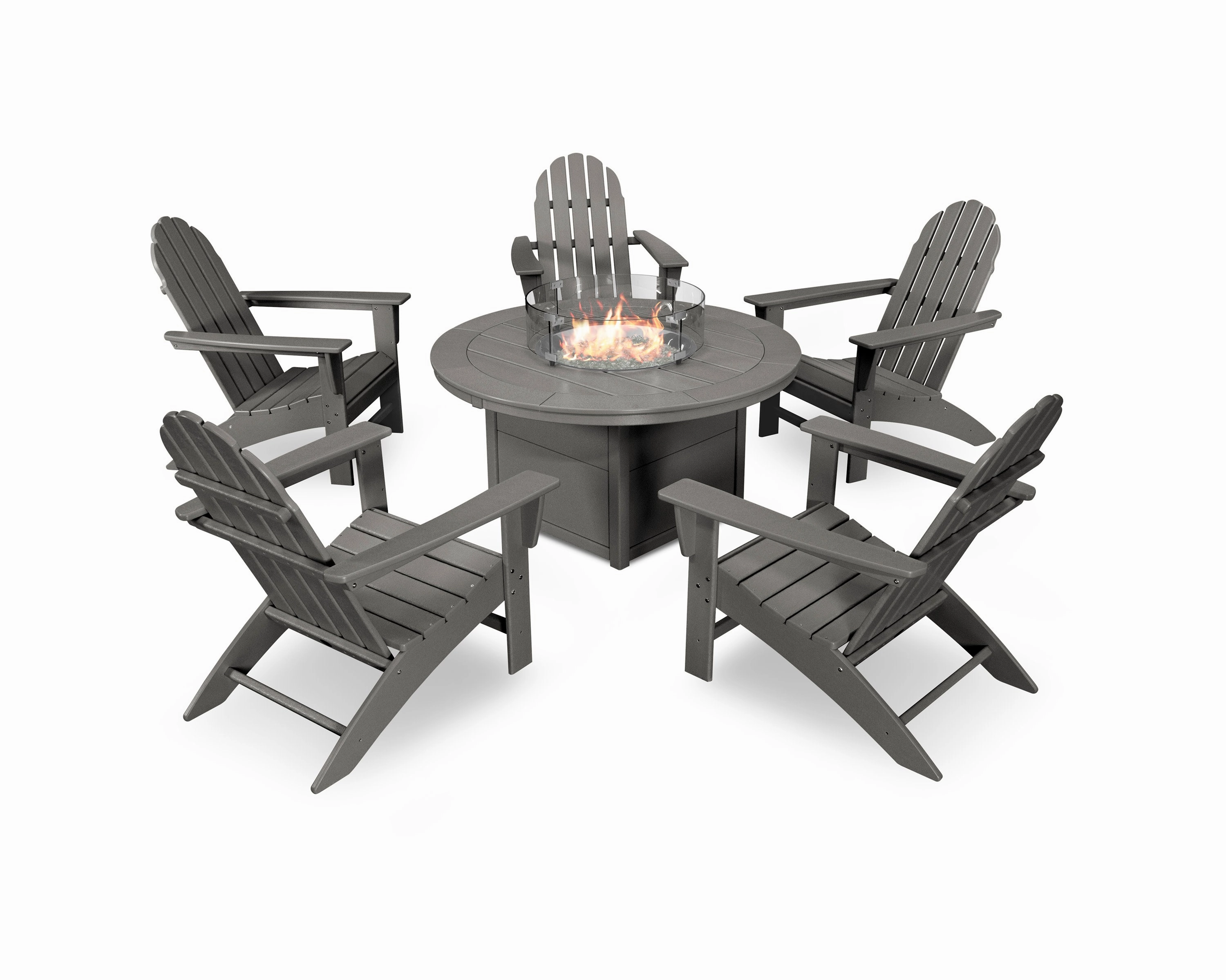 Vineyard Adirondack 6-Piece Chat Set with Fire Pit Tableoutdoor patio dining furniture set