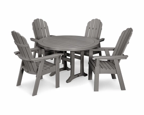 Vineyard Curveback Adirondack 5-Piece Nautical Trestle Dining Setoutdoor patio furniture set