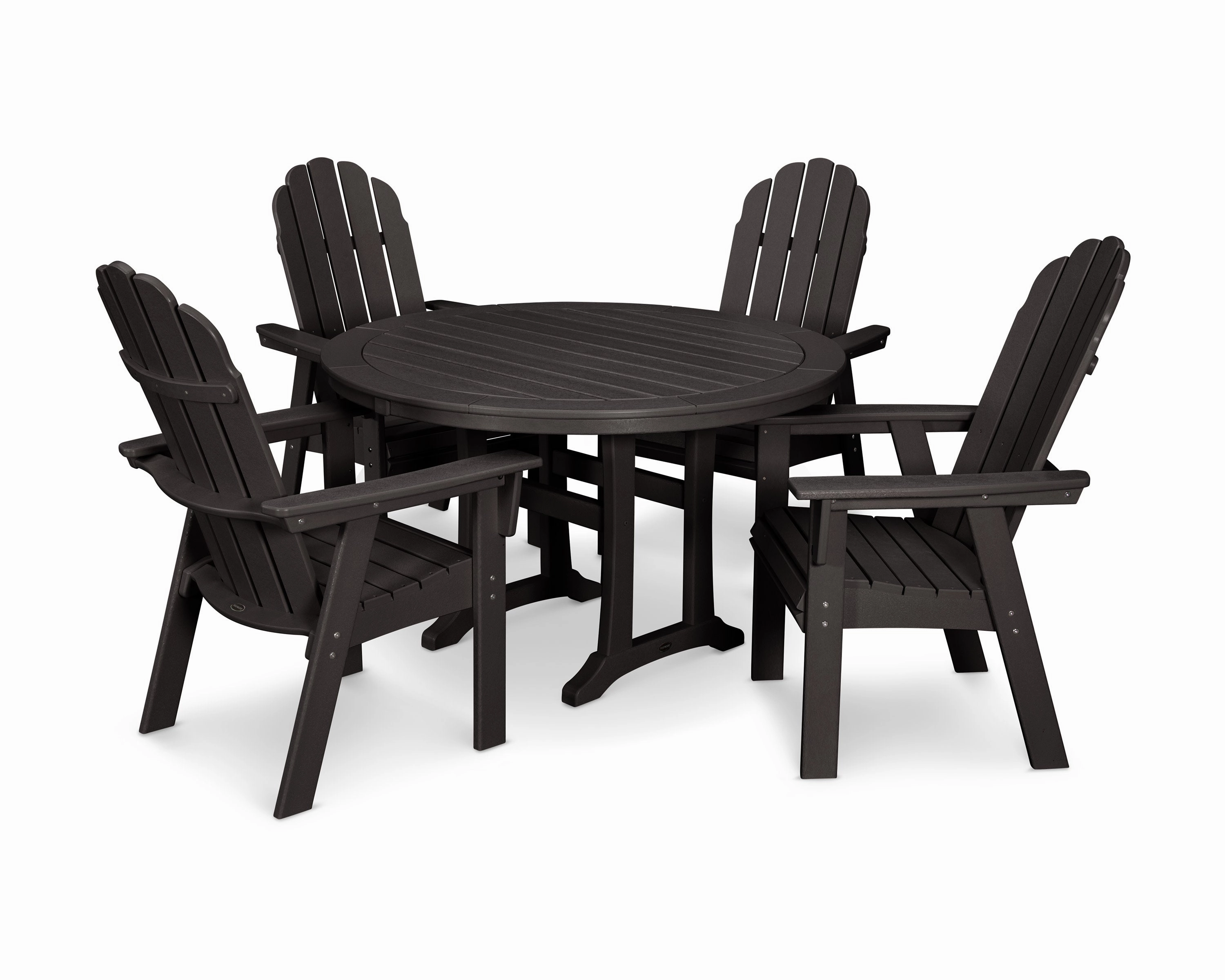 Vineyard Curveback Adirondack 5-Piece Nautical Trestle Dining Set