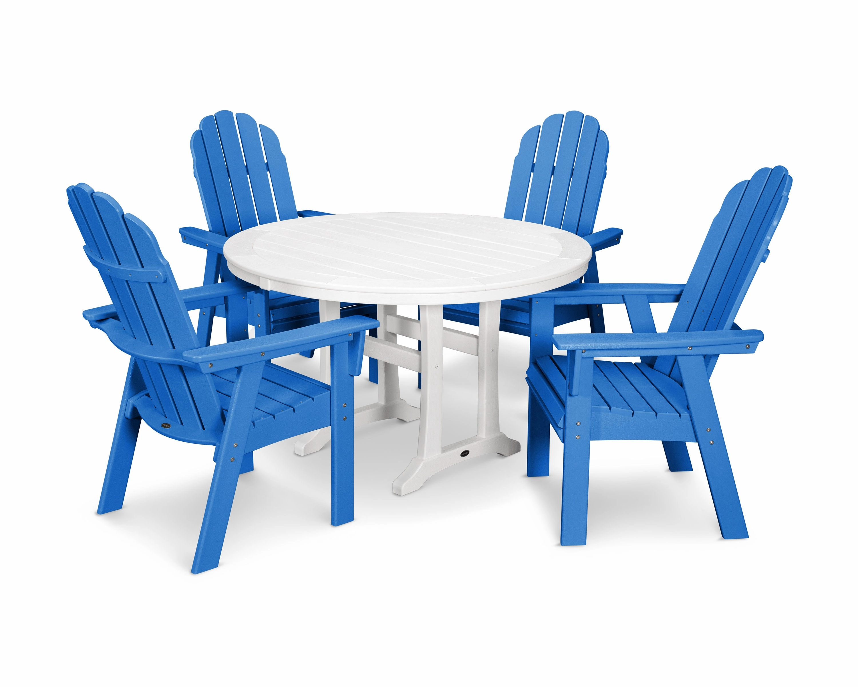 Vineyard Curveback Adirondack 5-Piece Nautical Trestle Dining Set