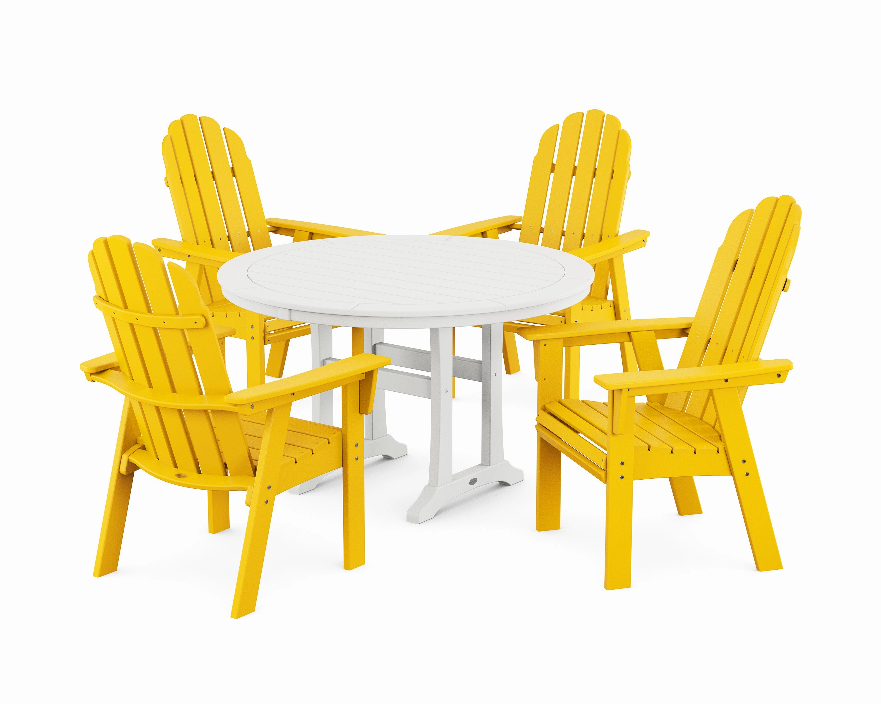 Vineyard Curveback Adirondack 5-Piece Nautical Trestle Dining Set