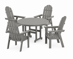 Vineyard Curveback Adirondack 5-Piece Round Farmhouse Dining Setoutdoor patio furniture set
