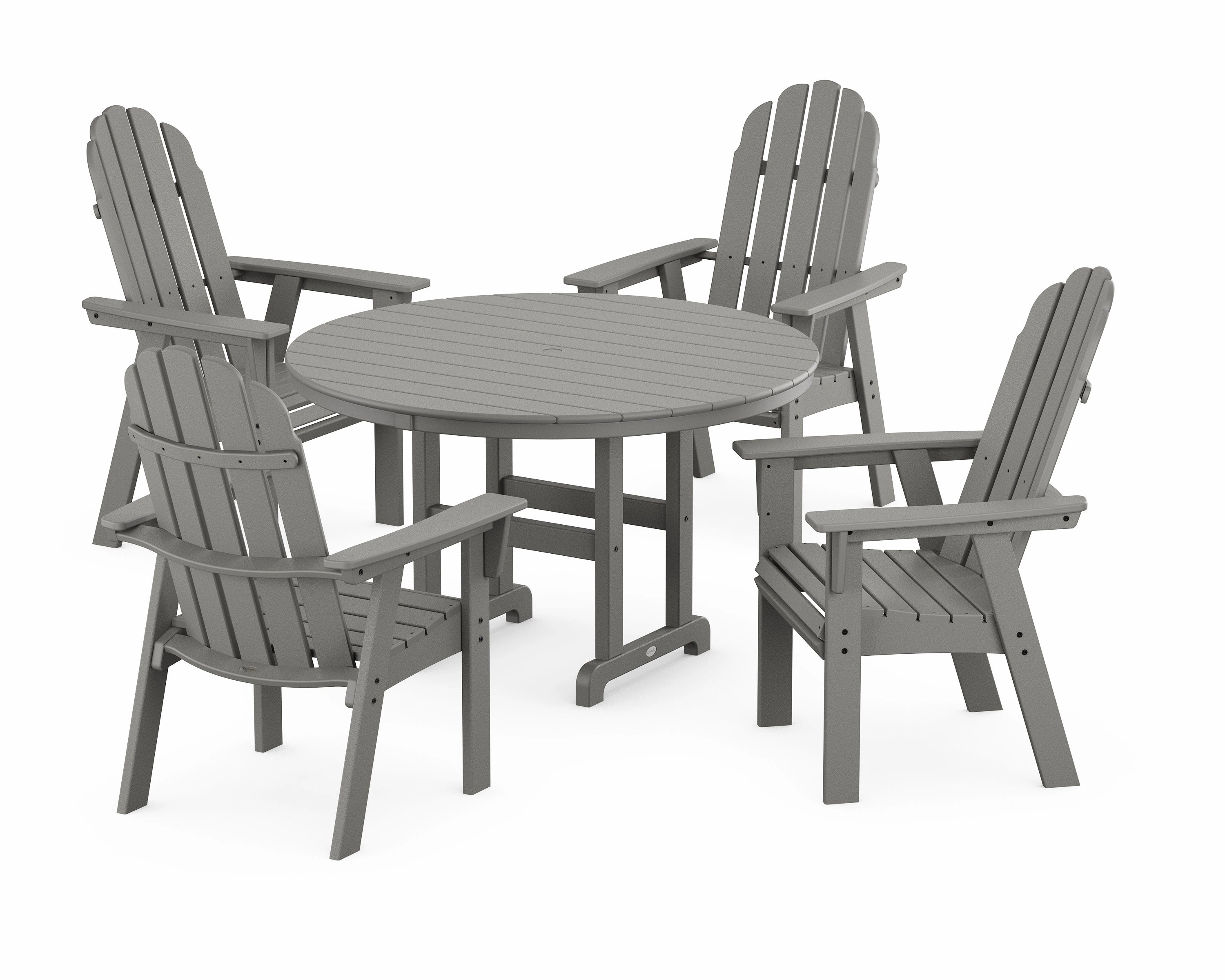 Vineyard Curveback Adirondack 5-Piece Round Farmhouse Dining Setoutdoor patio furniture set