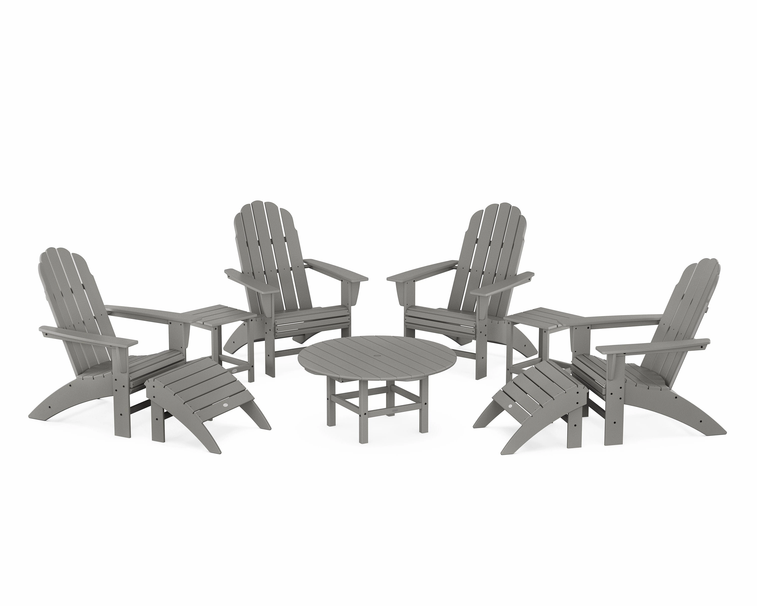 Vineyard Curveback Adirondack Chair 9-Piece Conversation Setoutdoor patio dining furniture set