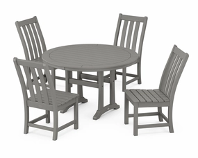 Vineyard Side Chair 5-Piece Round Dining Set With Trestle Legsoutdoor patio furniture set