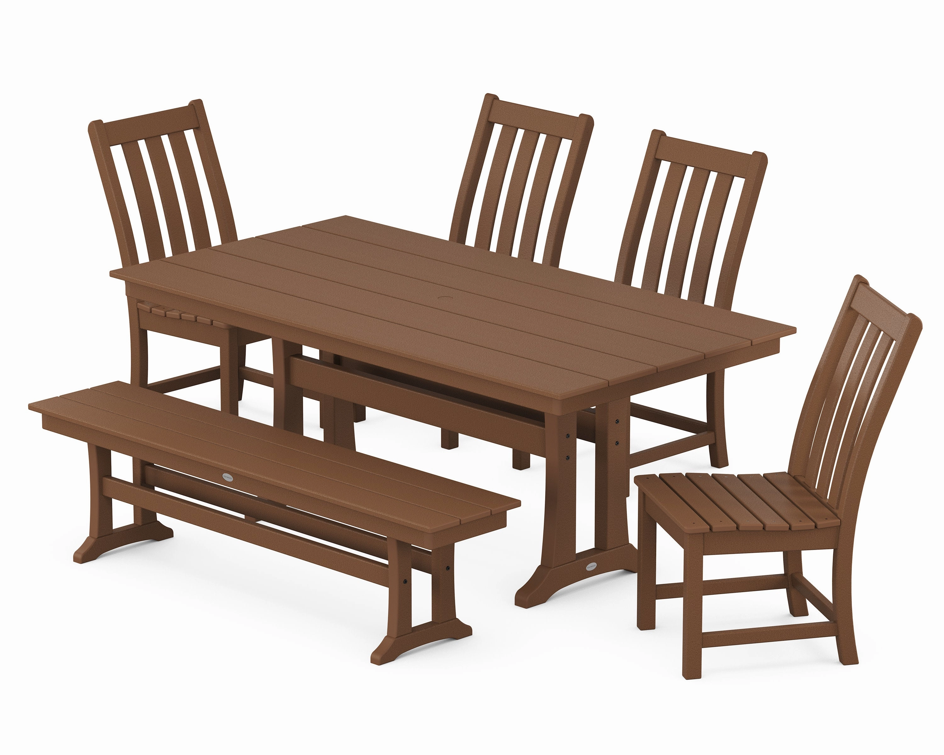 Vineyard Side Chair 6-Piece Farmhouse Dining Set with Trestle Legs and Bench