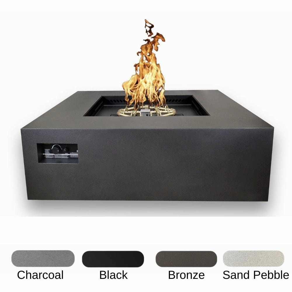 Warming Trends AON 48-inch Powder-Coated Steel Push Button Manual Thermocouple Ignition Square Fire Pit Tableportable outdoor fire pit with lid