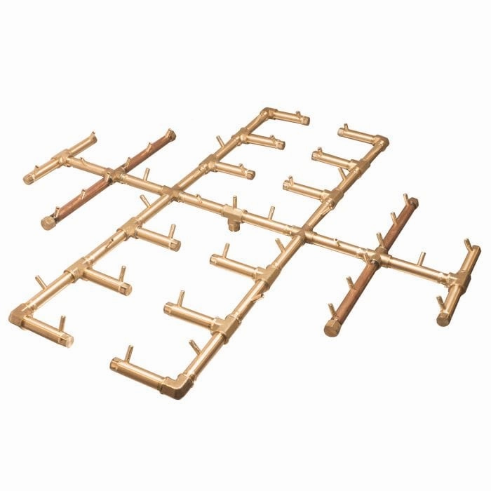 Warming Trends Crossfire 46 x 46-Inch Original Brass Gas Fire Pit Burner 450K BTUFireproof mat for under fire pit