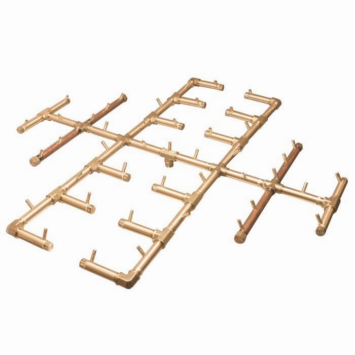 Warming Trends Crossfire 46 x 46-Inch Original Brass Gas Fire Pit Burner 450K BTUFireproof mat for under fire pit