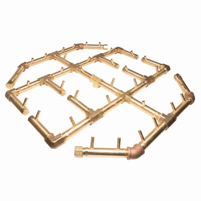 Warming Trends Crossfire Octagonal 29.5 x 27.5-Inch Brass Gas Fire Pit Burner 360K BTUFireproof mat for under fire pit