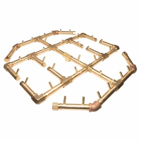 Warming Trends Crossfire Octagonal 29.5 x 27.5-Inch Brass Gas Fire Pit Burner 360K BTUFireproof mat for under fire pit