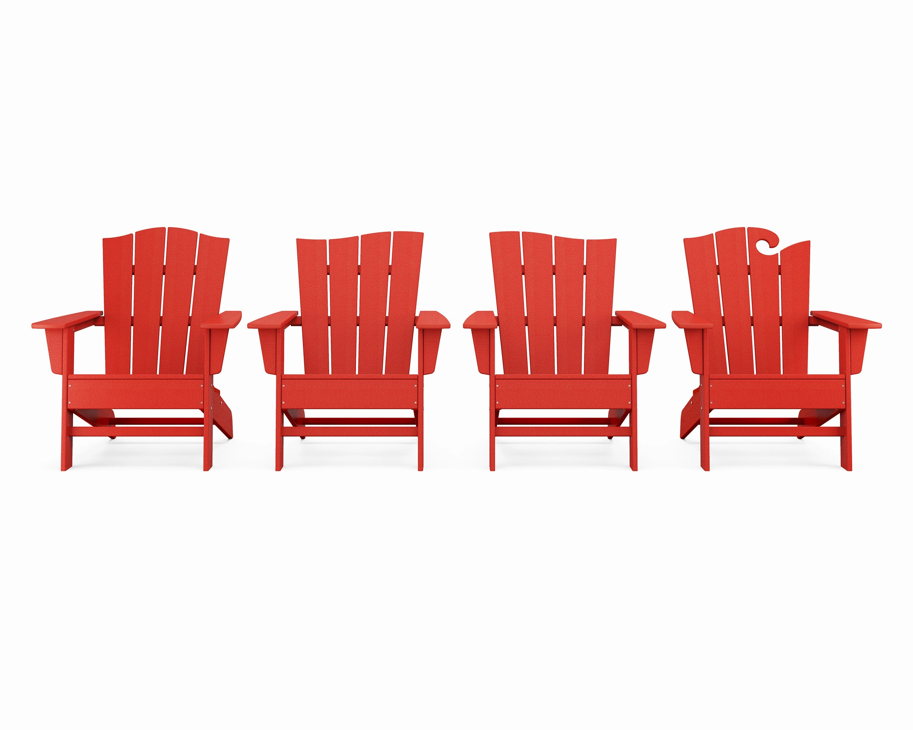 Wave Collection 4-Piece Adirondack Chair Set