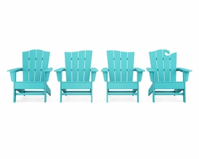 Wave Collection 4-Piece Adirondack Chair Setoutdoor patio dining furniture set