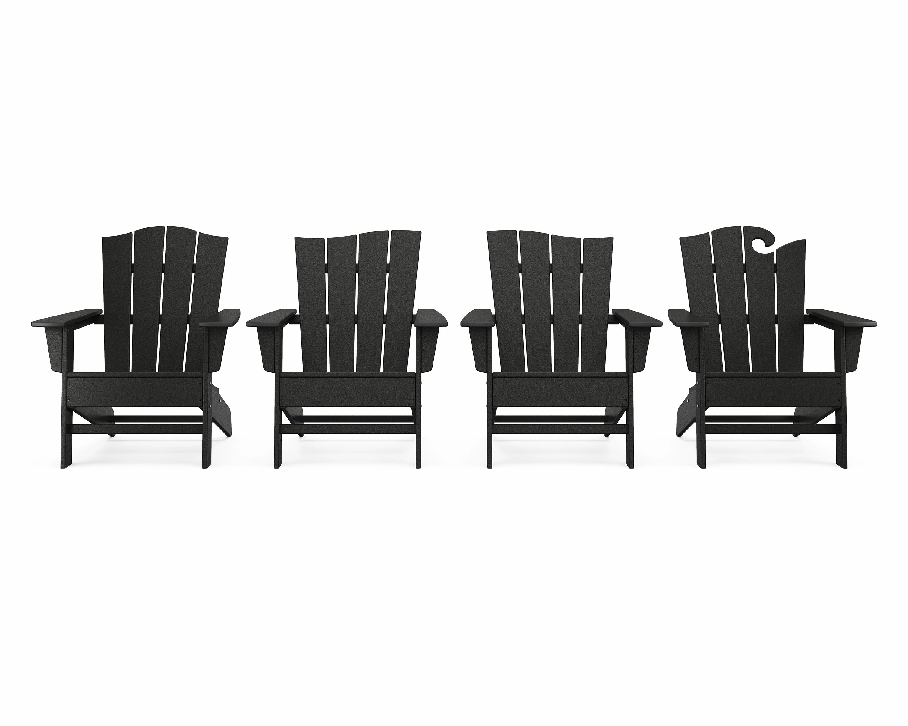 Wave Collection 4-Piece Adirondack Chair Set