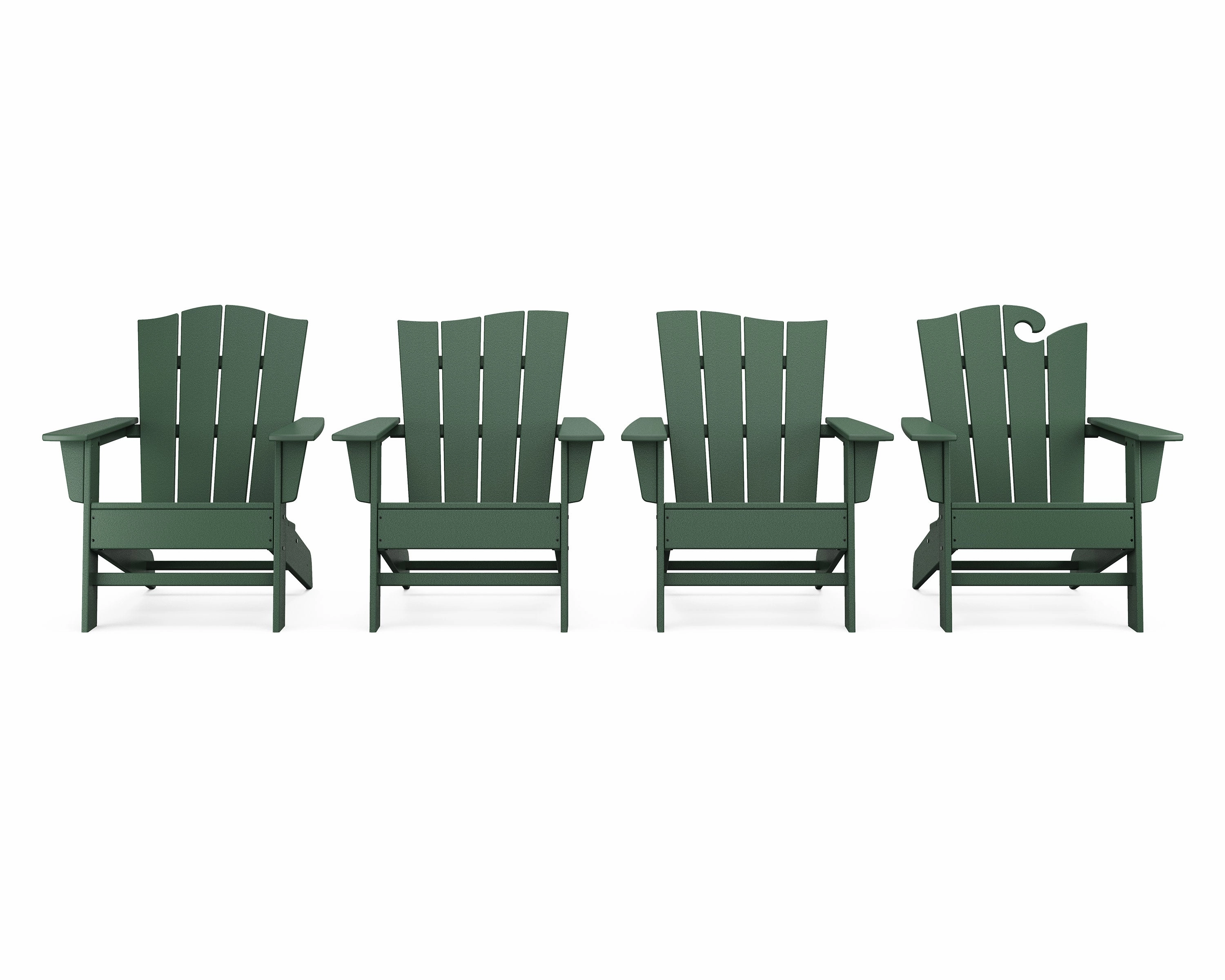 Wave Collection 4-Piece Adirondack Chair Set
