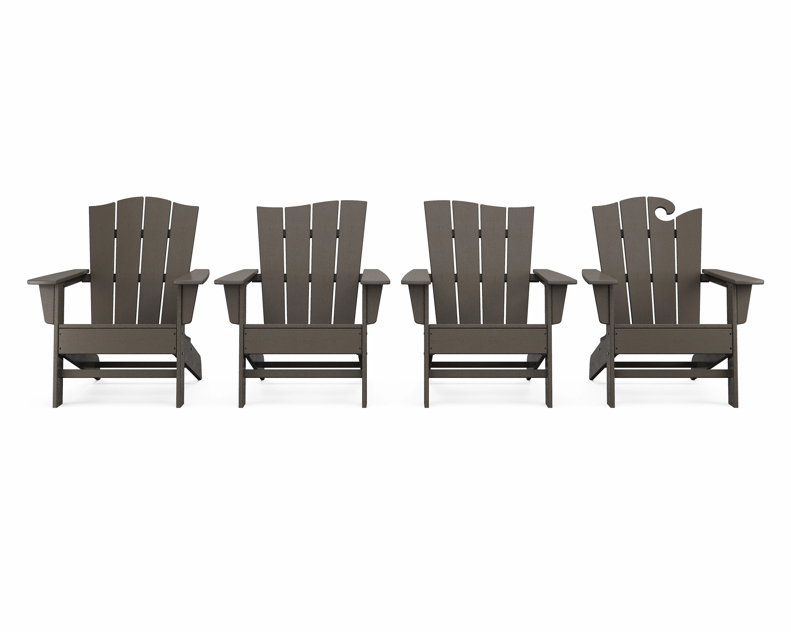 Wave Collection 4-Piece Adirondack Chair Set