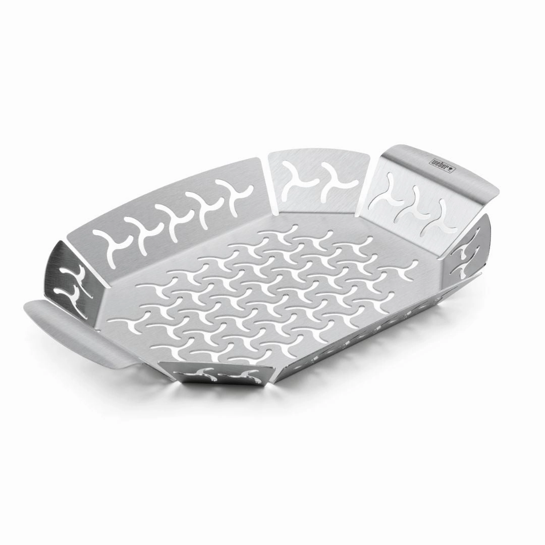 Weber BBQ Premium meat Grilling Basket - Small outdoor kitchen cooking station with sink