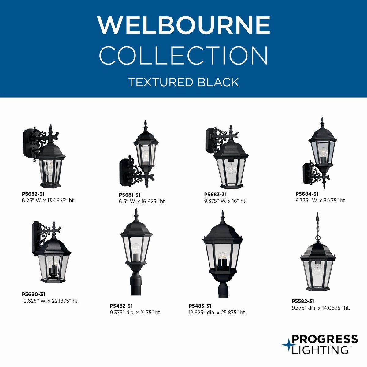 Welbourne Three Light Large Wall Lantern Textured Black