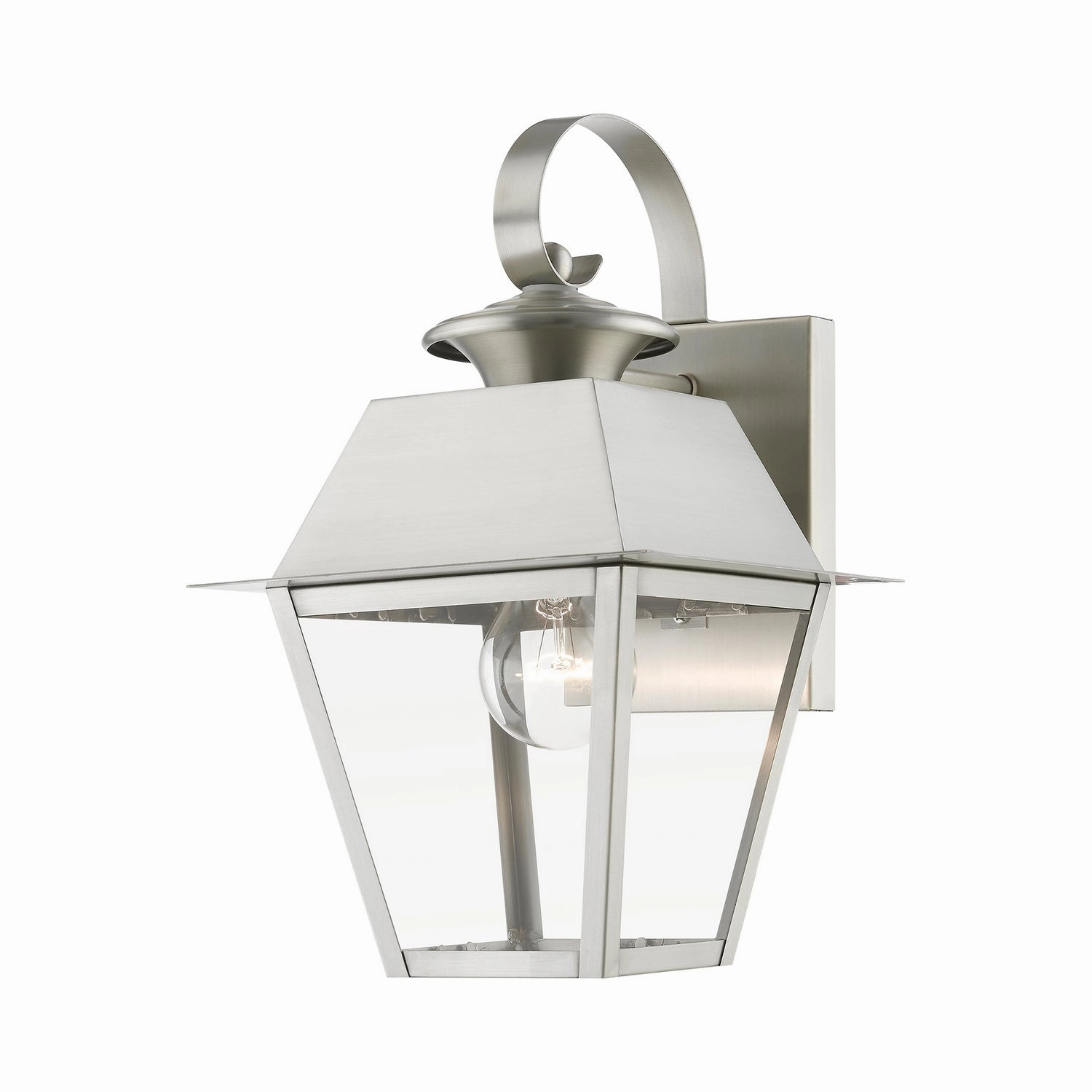 Wentworth One Light Outdoor Wall Lantern Brushed NickelOutdoor wall sconces with motion sensor