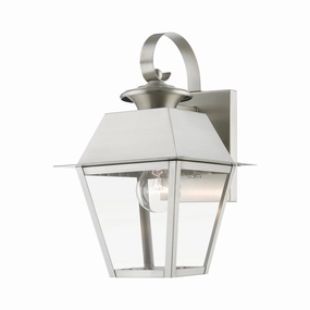 Wentworth One Light Outdoor Wall Lantern Brushed NickelOutdoor wall sconces with motion sensor