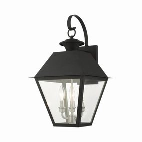 Wentworth Three Light Outdoor Wall Lantern Black w/ Brushed Nickel ClusterOutdoor wall sconces with motion sensor