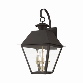 Wentworth Three Light Outdoor Wall Lantern Bronze w/Antique Brass Finish ClusterOutdoor wall sconces with motion sensor