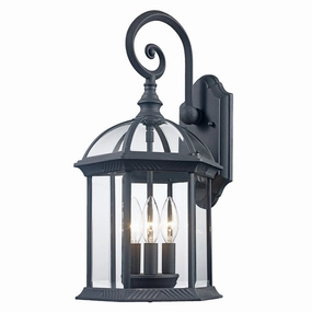 Wentworth Three Light Wall Lantern BlackOutdoor wall sconces with motion sensor