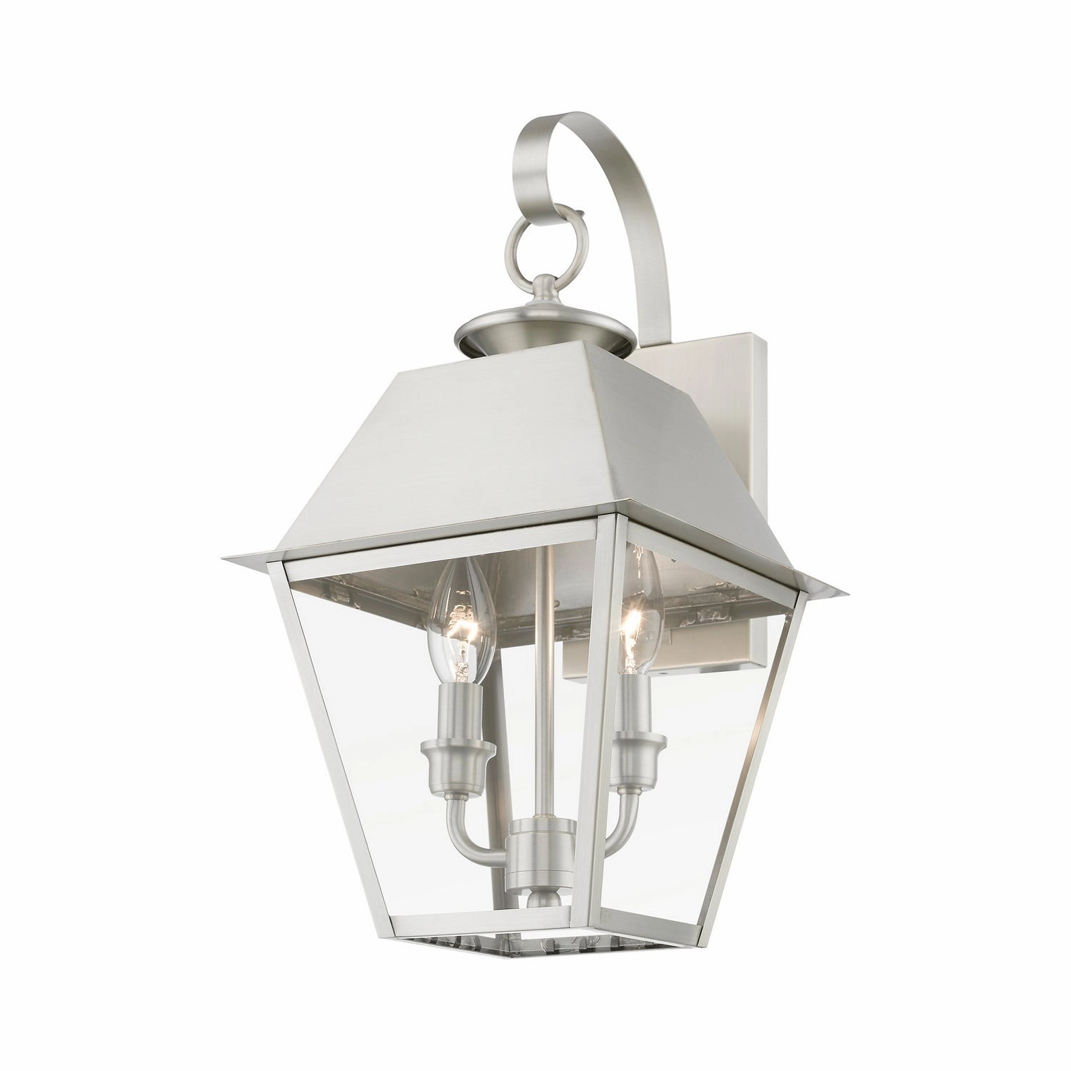 Wentworth Two Light Outdoor Wall Lantern Brushed Nickel