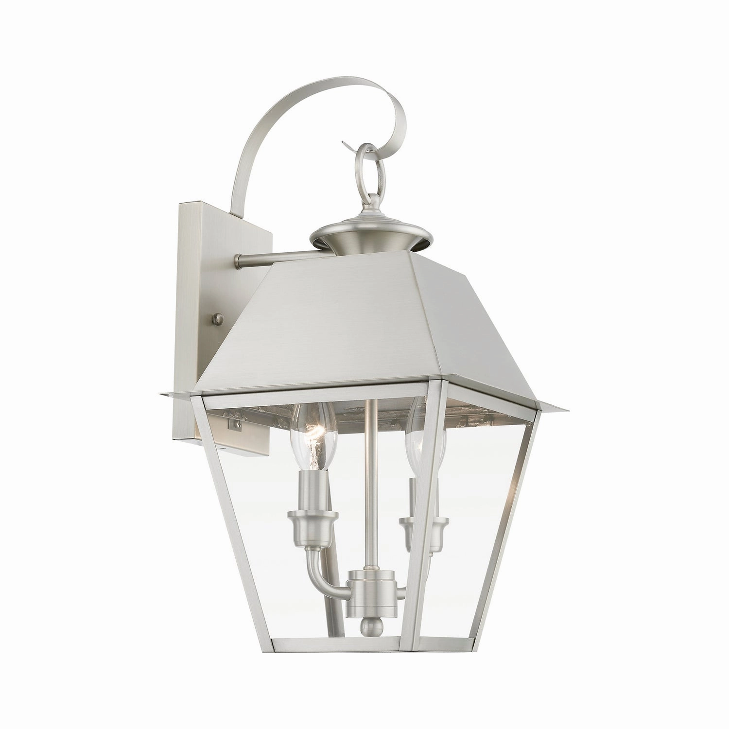 Wentworth Two Light Outdoor Wall Lantern Brushed Nickel