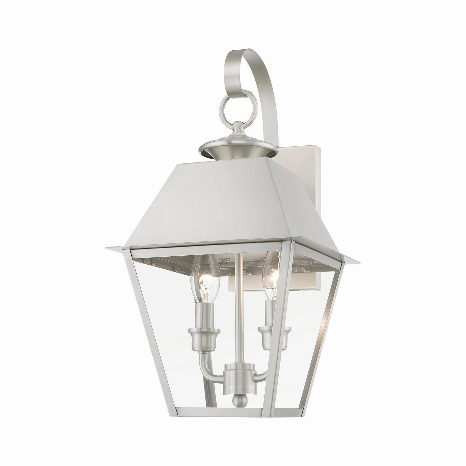 Wentworth Two Light Outdoor Wall Lantern Brushed Nickel