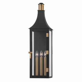 Wes Three Light Outdoor Wall Sconce Patina BrassOutdoor wall sconces with motion sensor