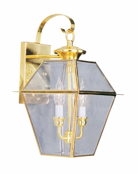 Westover Two Light Outdoor Wall Lantern Polished BrassOutdoor wall sconces with motion sensor