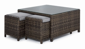 Whispering Pine Outdoor Coffee Table with 2 Ottomans - Dark Greyoutdoor patio furniture set