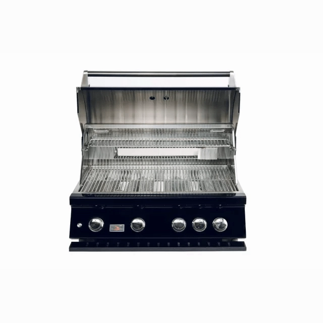 Whistler by Bonfire Outdoor 34 inch Black Series 4-Burner Built-In Natural Gas Grill with Infrared Rear Burner CBB4-B-NG stainless steel BBQ grill with side table