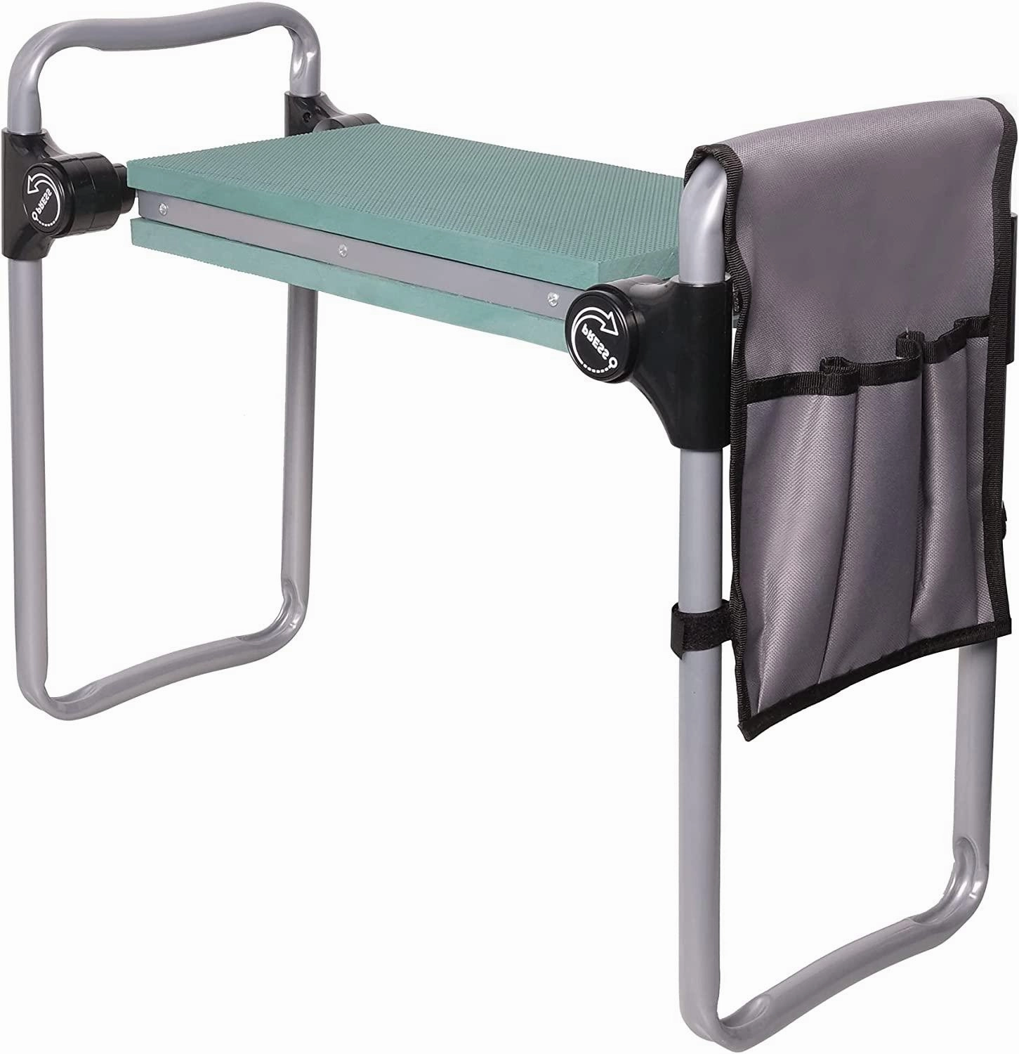 Widen Upgrade Foldable Garden Kneeler Bench and Seat Stool w/Tool Pocket, Green ergonomic garden hand tools for seniors