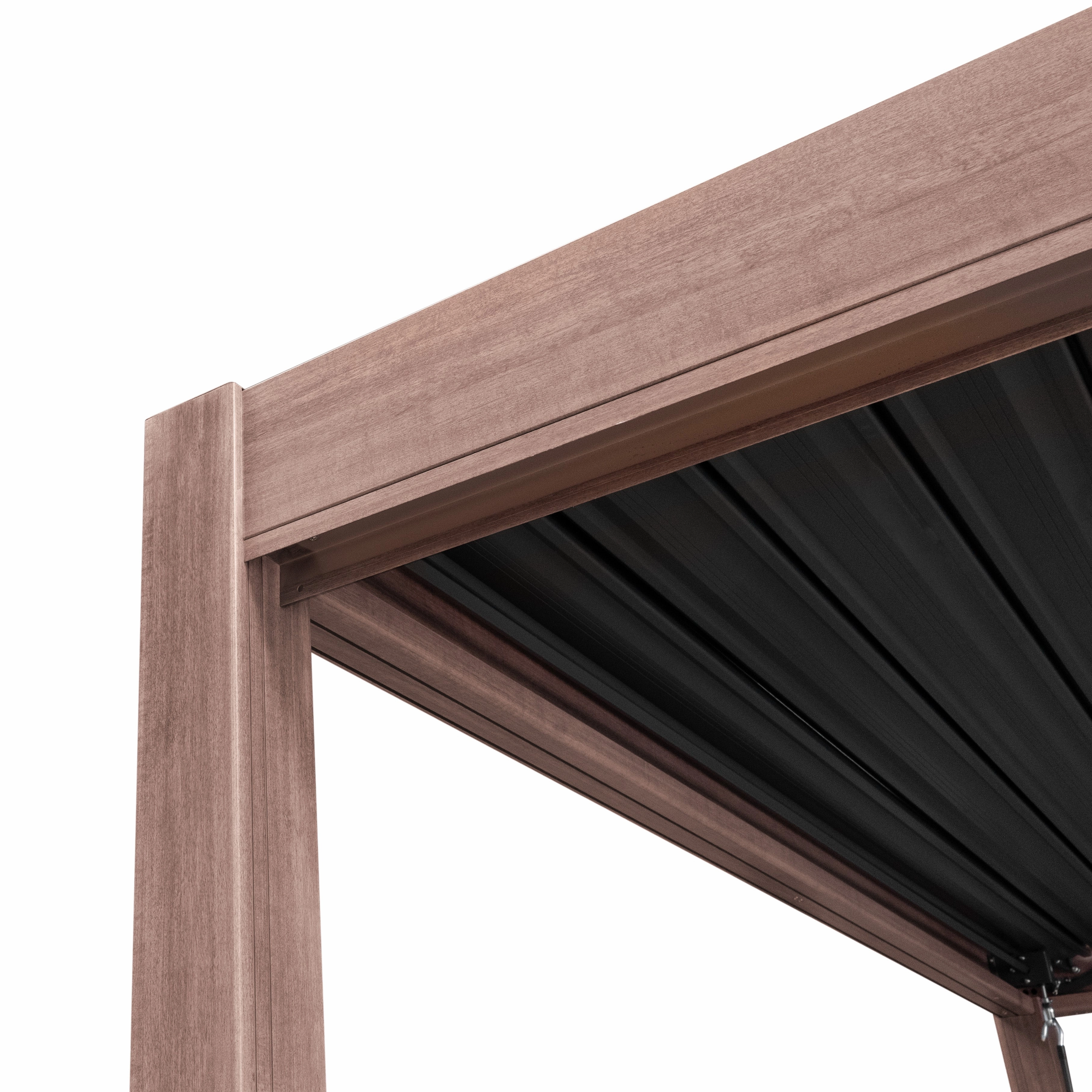 Wood Effect Aluminium Pergola 3 x 3m with 2 Louvre Panels
