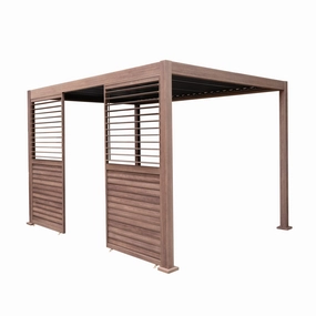 Wood Effect Aluminium Pergola 3 x 3m with 2 Louvre Panelsoutdoor patio furniture set