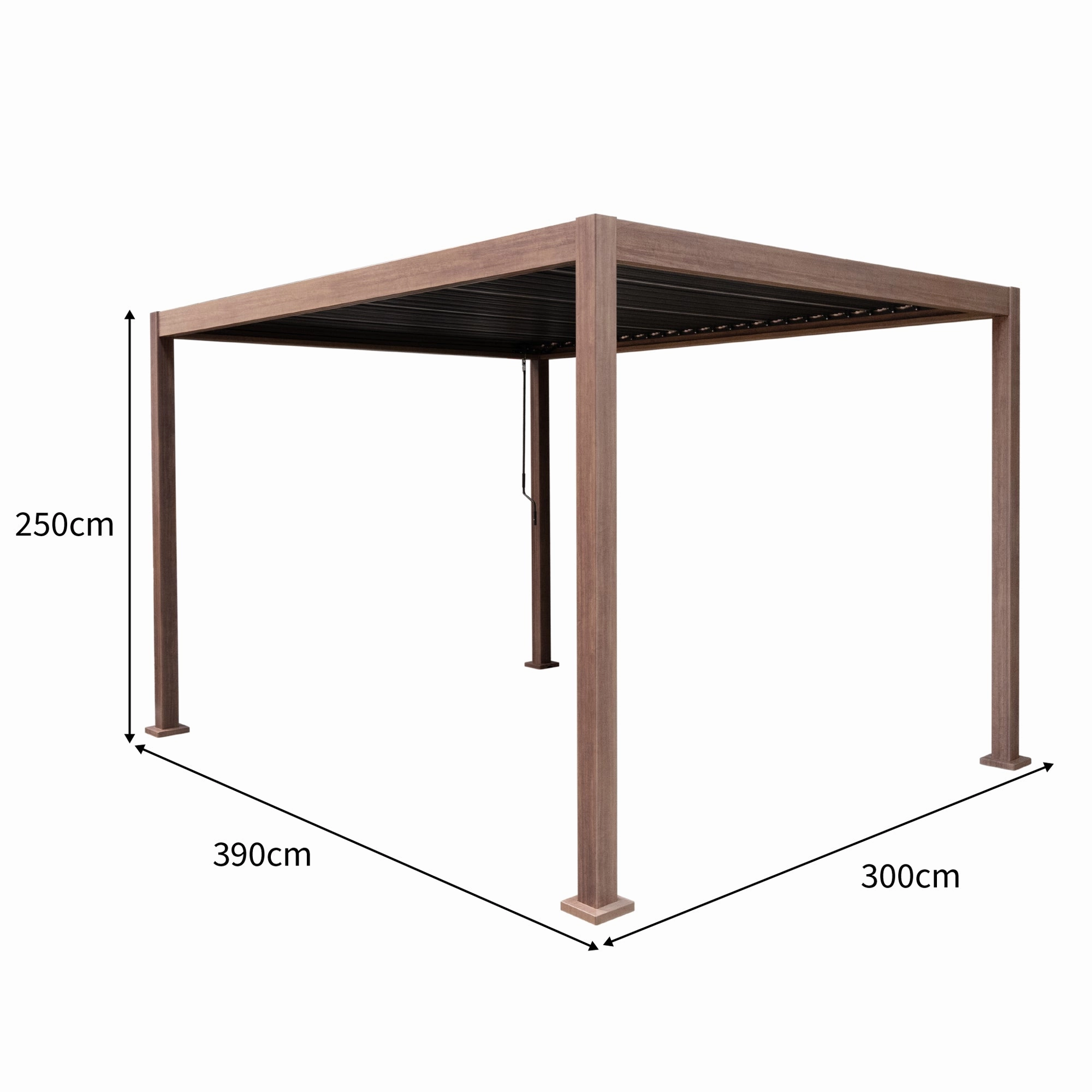 Wood Effect Aluminium Pergola 4m x 3m