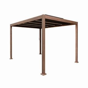 Wood Effect Aluminium Pergola with LED Lights - 3m x 3moutdoor patio furniture set